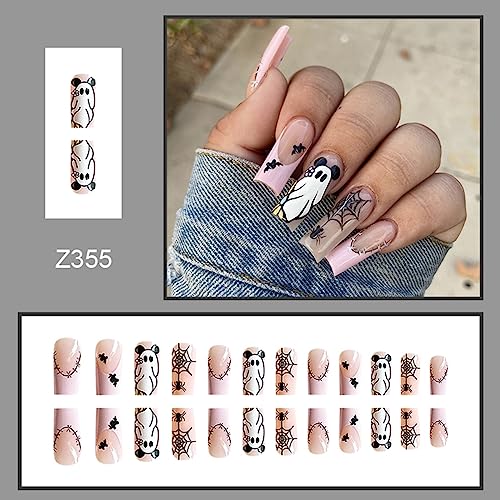 Spooky Halloween Acrylic Nails for Women - 24 Piece Set with Stylish Nail Art - Image 2