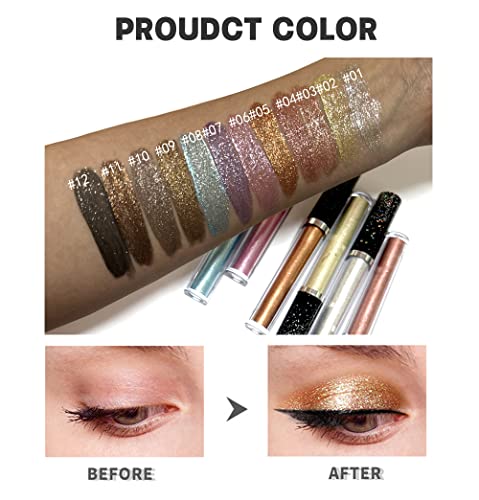 Rose Gold Glitter Liquid Eyeshadow 10ml Shimmering Eye Look - Image 4