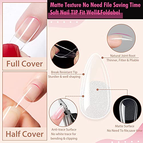 Almond Short Nail Shapes Clear Acrylic Tips for Natural Look - Image 4