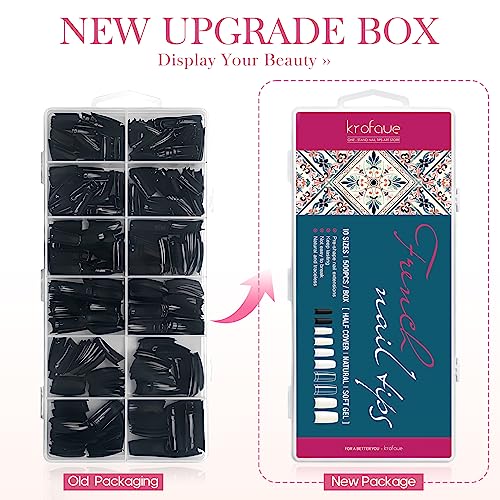 Black Tip Acrylic Nails, 24 Count, Durable, Stylish, Salon Quality - Image 2