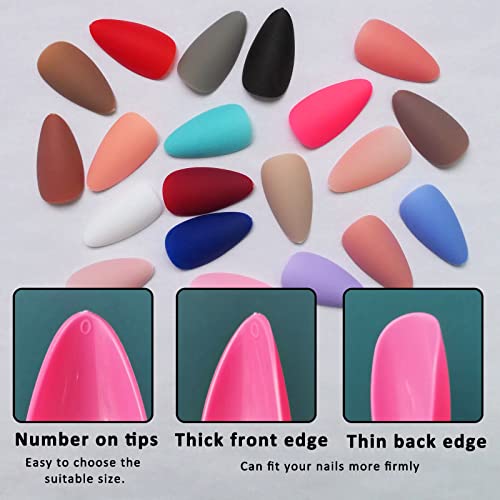 Almond-Shaped Blue Acrylic Nails Set for Stylish Manicure - 24 Piece Pack - Image 5