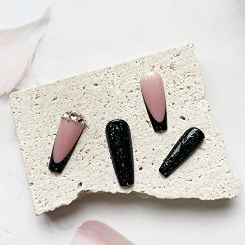 Chic Black and Green 24-Piece Acrylic Nail Set for a Stunning Manicure - Image 5
