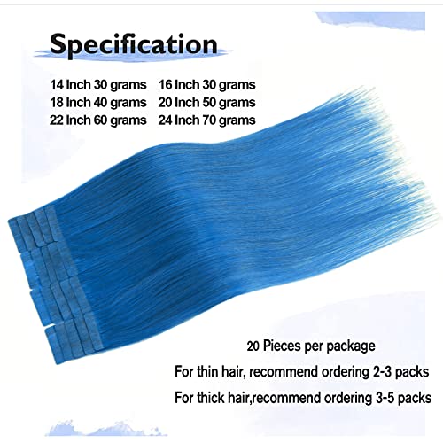 Blue 18 Inch 100% Real Human Hair Extensions for Natural Looking Styles - Image 4
