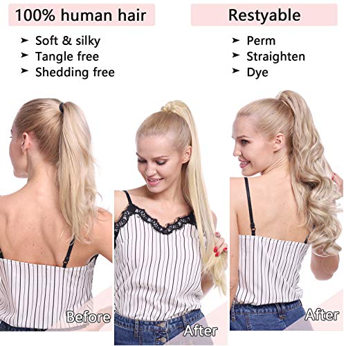 18 Inch Natural Brown Human Hair 120g Claw Clip Ponytail Extension for Effortless Styles - Image 5