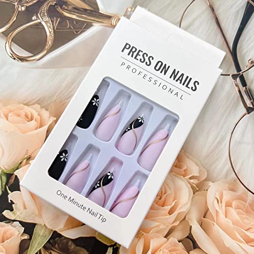 Stylish Black and Purple Acrylic Nails Set for Manicure - 24 Pieces - Image 6