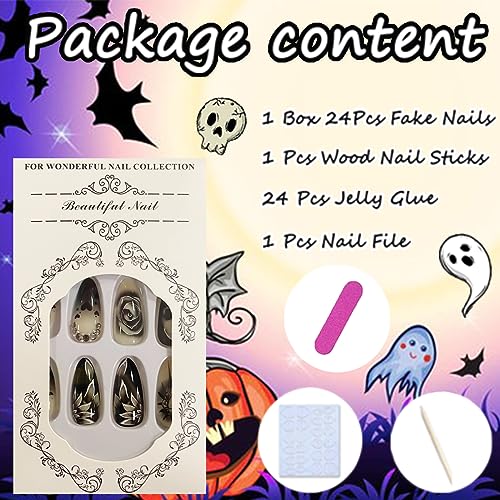 Black pointed acrylic nails. - Image 6