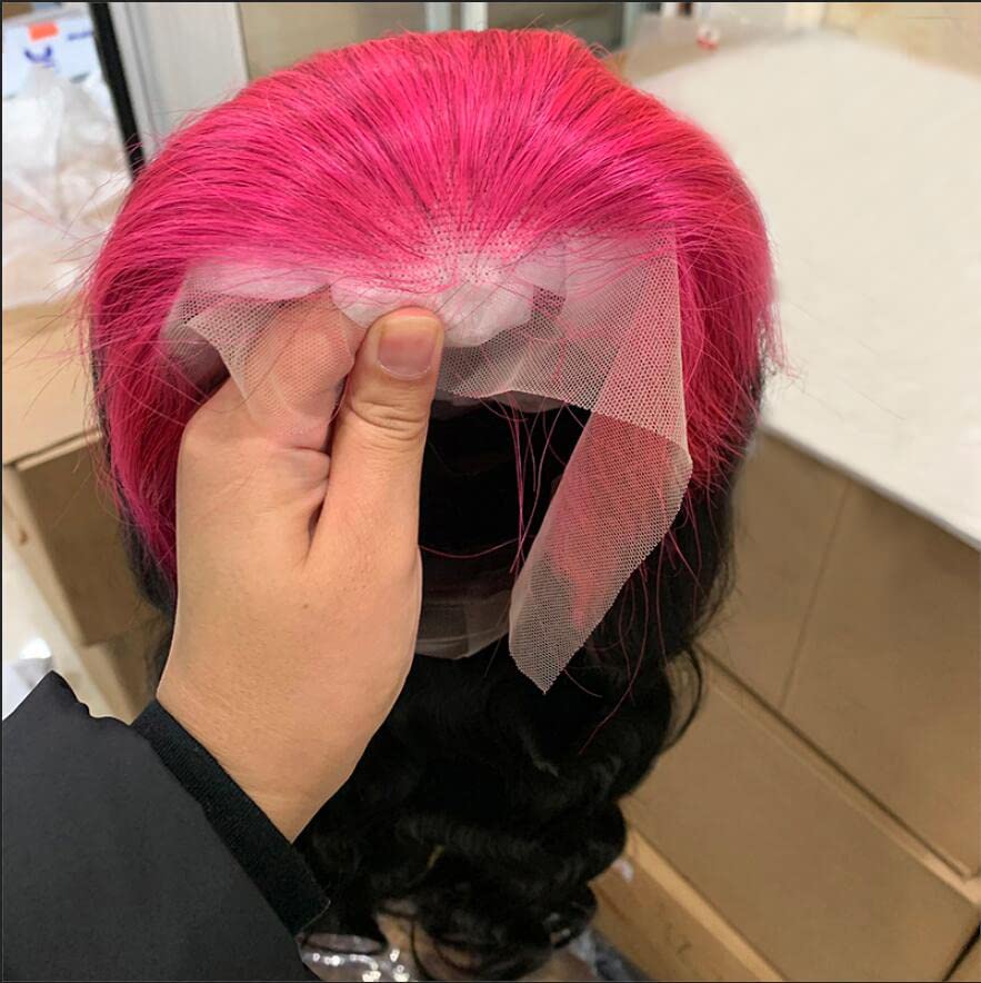 Black Pink Human Hair Wig - Image 3