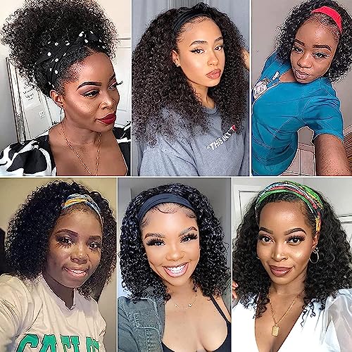 22 Inch Curly Human Hair Headband Wig for Women, Natural Feel and Look - Image 4