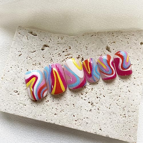Short Square Round Acrylic Nails for Easy Application Stylish Look 100 Count - Image 6