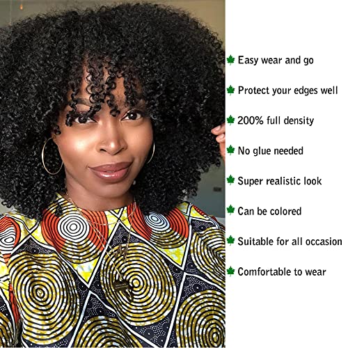 20-Inch Curly Afro Human Hair Wig for Women, Natural Soft Texture - Image 4