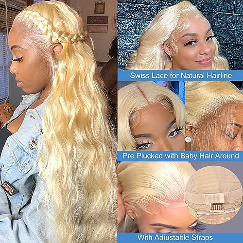613 Blonde 100% Remy Human Hair Wig with Natural Look and Adjustable Cap Size - Image 2