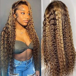 18 Inch Blonde Wavy Human Hair Wig for Women Natural Look Adjustable Size
