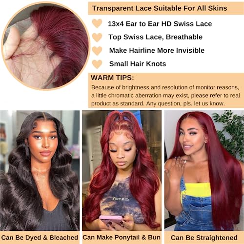 99J Burgundy Full Lace Wig 20 Inch Human Hair Natural Comfort Fit - Image 4