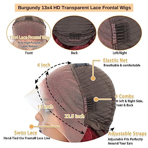 99J Burgundy Full Lace Wig 20 Inch Human Hair Natural Comfort Fit - Image 5