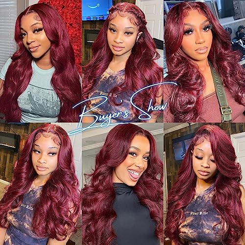 Burgundy 99J Human Hair Lace Front Wig 22 Inch 150% Density - Image 6