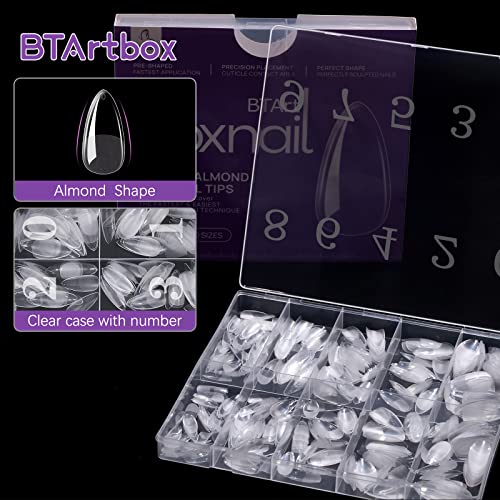 Professional Salon Acrylic Almond Nails for Manicures, 24 Pieces, Clear - Image 5