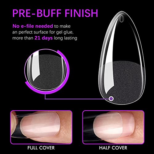 Professional Salon Acrylic Almond Nails for Manicures, 24 Pieces, Clear - Image 2