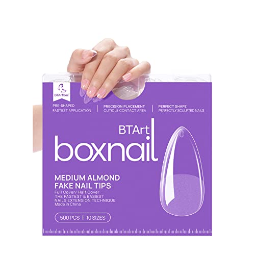 Professional Salon Acrylic Almond Nails for Manicures, 24 Pieces, Clear