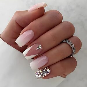 Acrylic Nails Set with Adhesive Glue for Easy Application and Long-Lasting Wear