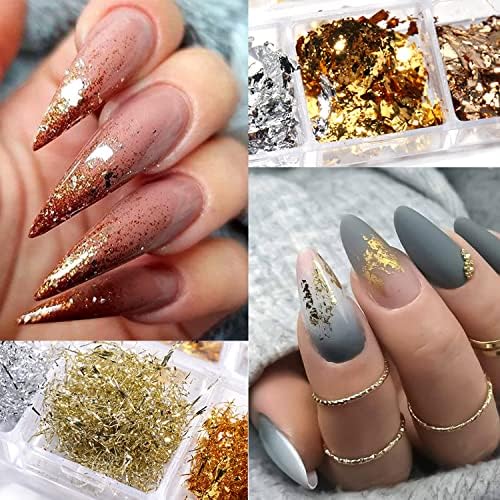 24 Piece Trendy Acrylic Nails with Stylish Aluminum Foil Design Set - Image 3