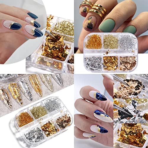 24 Piece Trendy Acrylic Nails with Stylish Aluminum Foil Design Set - Image 4