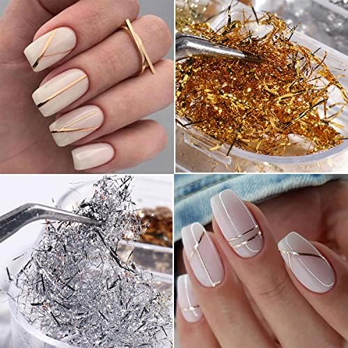24 Piece Trendy Acrylic Nails with Stylish Aluminum Foil Design Set - Image 5
