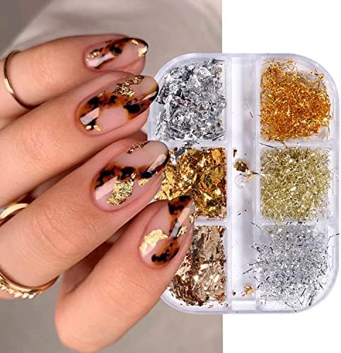 24 Piece Trendy Acrylic Nails with Stylish Aluminum Foil Design Set - Image 2