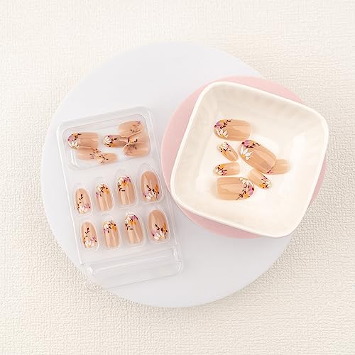 24pc Elegant Acrylic Nails with Beautiful Flower Design for Nail Art - Image 4