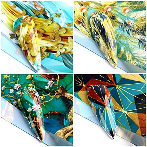 24 Piece Acrylic Nail Set with Elegant Foil Design, Durable & Stylish Nail Art - Image 5