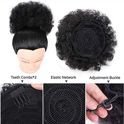 Afro Puff Kinky Curly 100% Human Hair Wig Natural Look and Feel Medium - Image 4