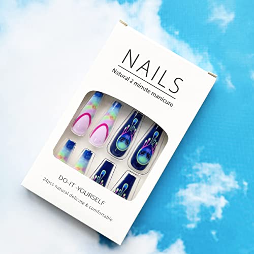 24 Piece Alien-Inspired Acrylic Nails Set for Unique and Stylish Nail Art - Image 2
