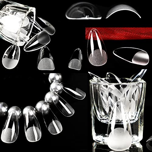 Almond Short Nail Shapes Clear Acrylic Tips for Natural Look - Image 8
