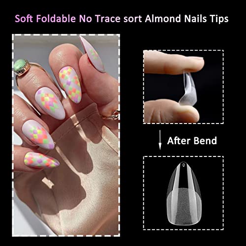 Chic Almond Gel Nail Tips with Stylish Designs for Trendy Nail Looks - Image 4