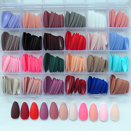 Almond-Shaped Blue Acrylic Nails Set for Stylish Manicure - 24 Piece Pack - Image 7