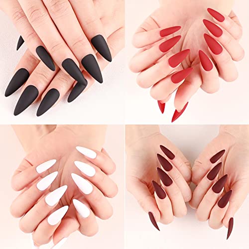 Almond-Shaped Blue Acrylic Nails Set for Stylish Manicure - 24 Piece Pack - Image 6