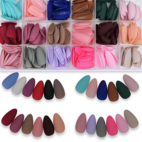 Almond-Shaped Blue Acrylic Nails Set for Stylish Manicure - 24 Piece Pack - Image 2