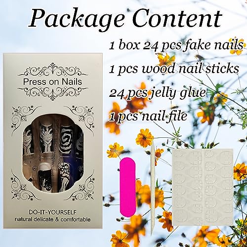 24-Piece Anime-Themed Acrylic Nails Set for Stylish, Unique Nail Art Designs - Image 6