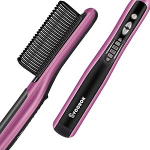 Asavea 2-in-1 Ceramic Hair Straightening Brush for Smooth, Sleek, Frizz-Free Hair