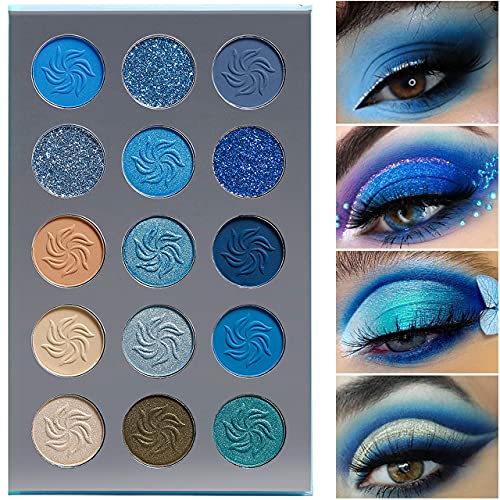 Asian Eyeshadow Palette Blue Shimmer 8 Color Blend - Image 3