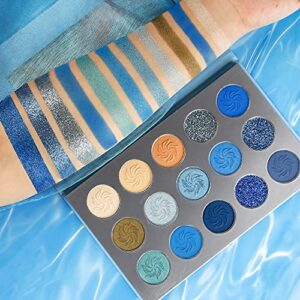 Asian Eyeshadow Palette Blue Shimmer 8 Color Blend