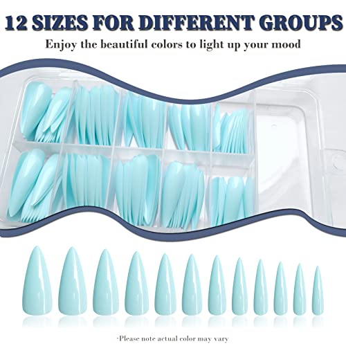 Baby Blue Long Acrylic Nails - Image 4