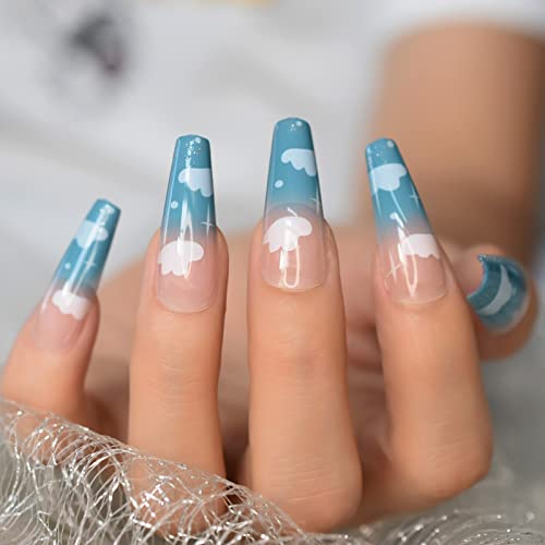 Baby Blue Ombre Acrylic Nails - Image 6