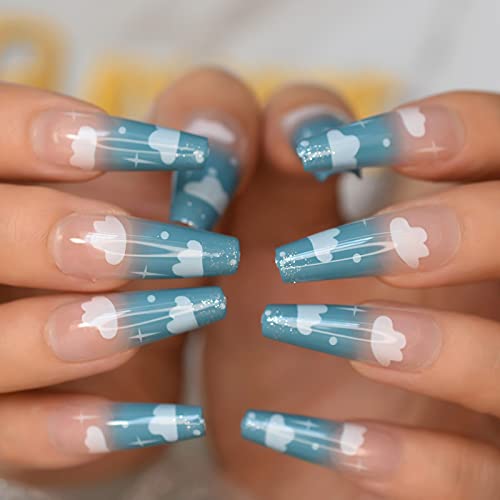 Baby Blue Ombre Acrylic Nails - Image 3