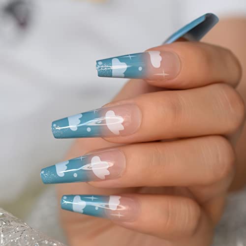 Baby Blue Ombre Acrylic Nails - Image 4