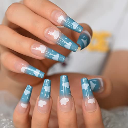 Baby Blue Ombre Acrylic Nails - Image 2