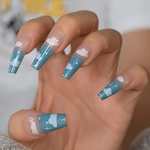 Baby Blue Ombre Acrylic Nails - Image 5