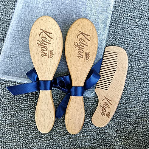 Soft Bristle Baby Hair Brush and Comb Set for Gentle Grooming, Easy Grip Handle