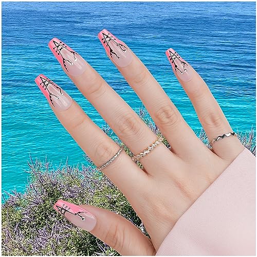 24pc Baby Pink Coffin Acrylic Nails Set for a Stylish Manicure