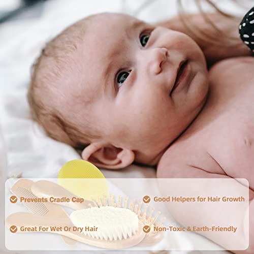 Soft Bristle Baby Wooden Hair Brush and Comb Set for Gentle Grooming - Image 6