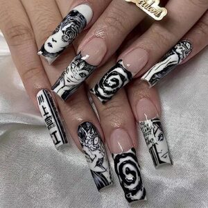 Katsuki Bakugou Anime Inspired Press On Nails - Vibrant Explosion Design, Medium Size